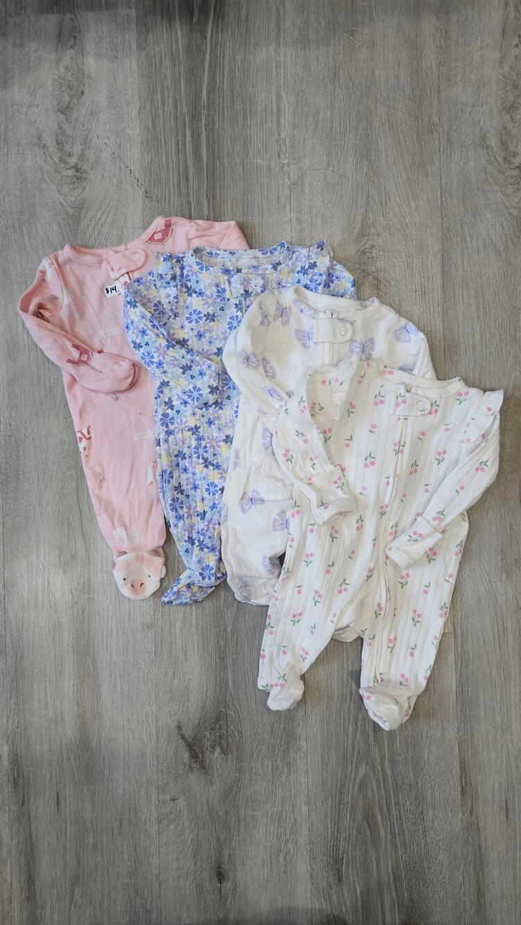 Carter's Newborn Baby Girl Pack of Four Onesies Bundle